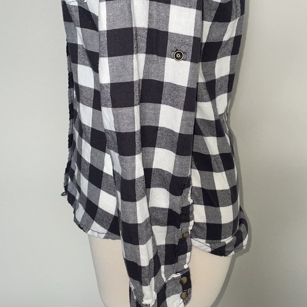 JACHS GIRLFRIEND comfort stretch black and white flannel in women’s size small - Picture 4 of 11